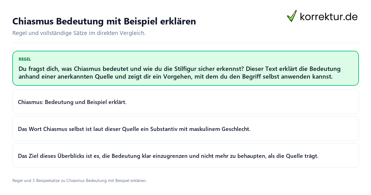 Chiasmus Bedeutung mit Beispiel erklären Konkrete Regel und vollständige Beispielsätze zu Chiasmus Bedeutung mit Beispiel erklären