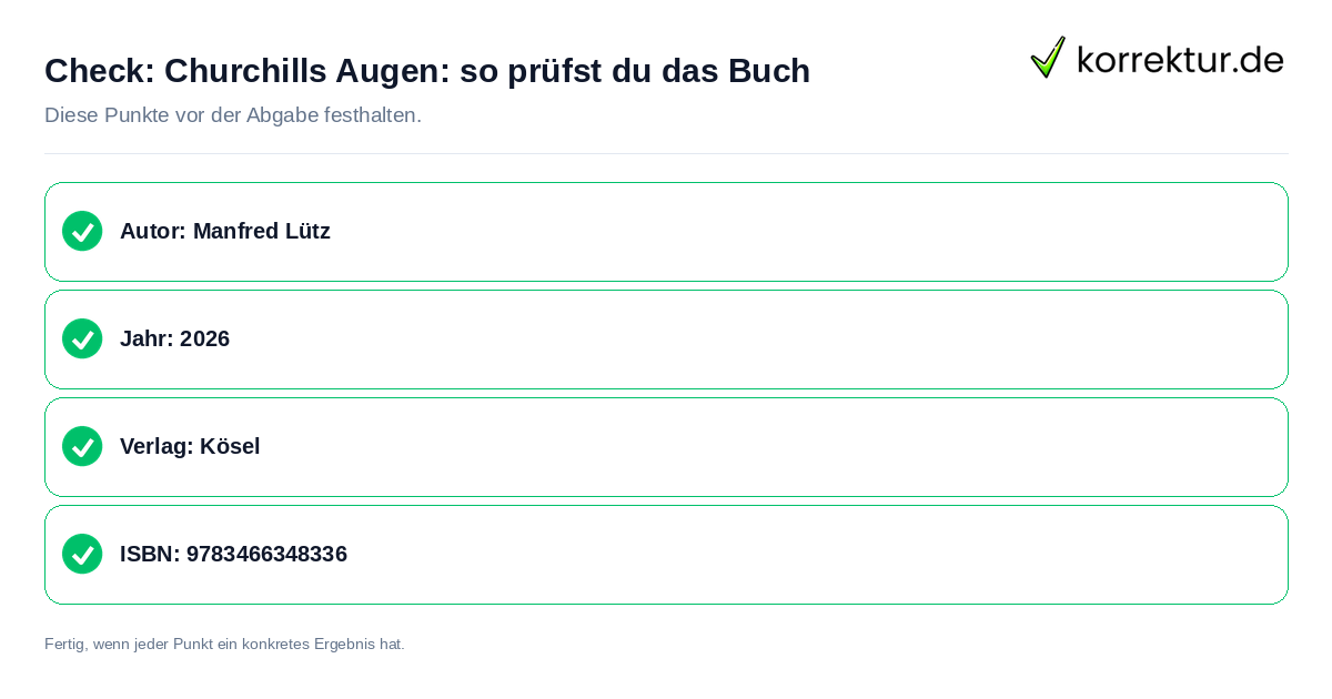 Check: Churchills Augen: so prüfst du das Buch Churchills Augen: so prüfst du das Buch: Prüfliste mit vier Punkten