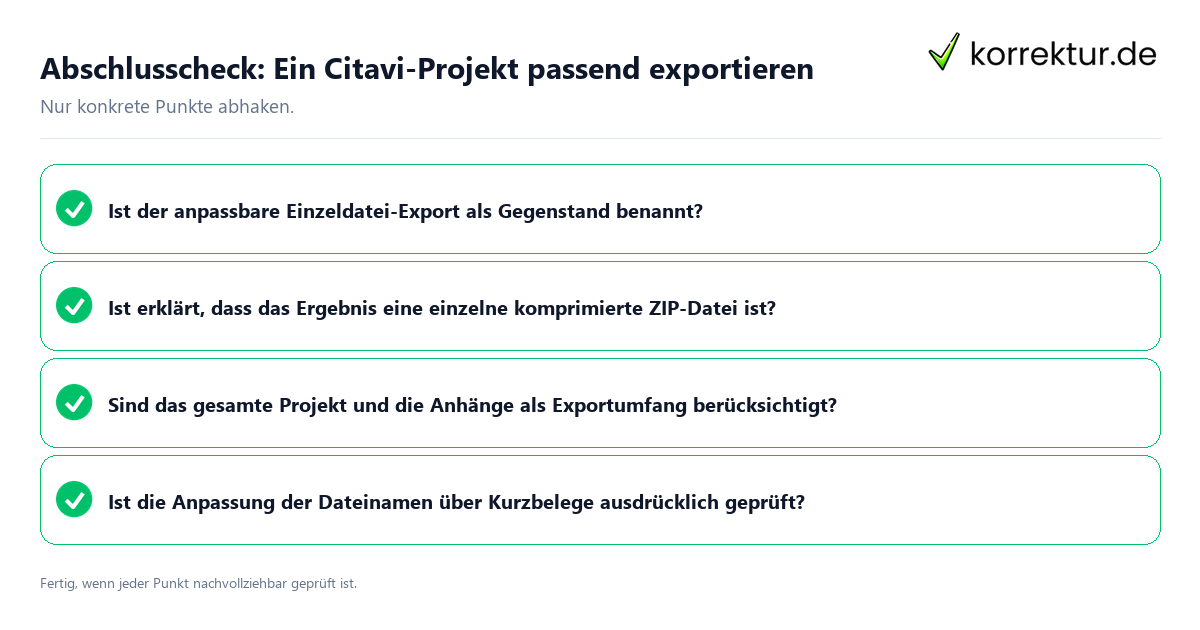 Abschlusscheck: Ein Citavi-Projekt passend exportieren Konkreter Abschlusscheck zu Ein Citavi-Projekt passend exportieren