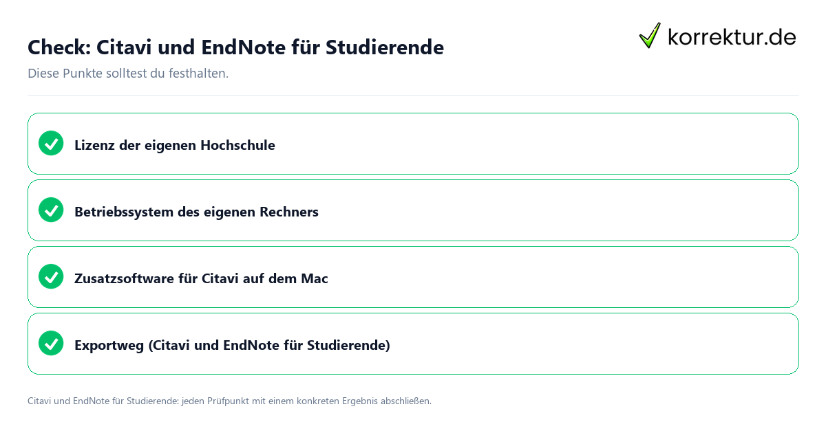 Check: Citavi und EndNote für Studierende Citavi und EndNote für Studierende mit einer themenspezifischen Checkliste