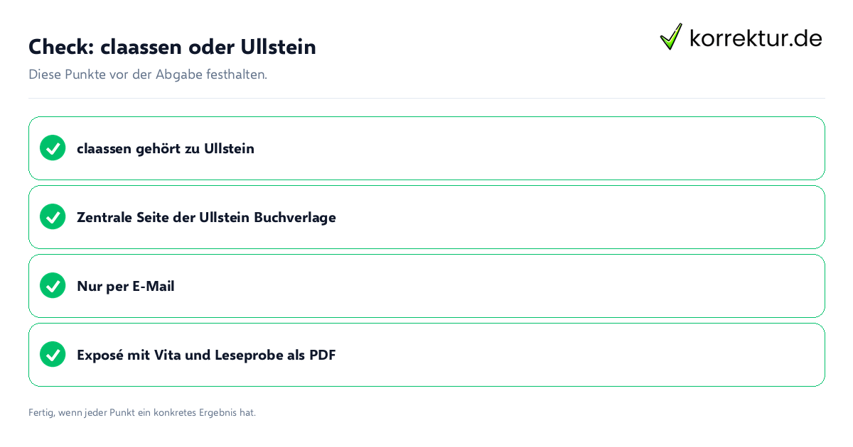 Check: claassen oder Ullstein claassen oder Ullstein: Prüfliste mit vier Punkten