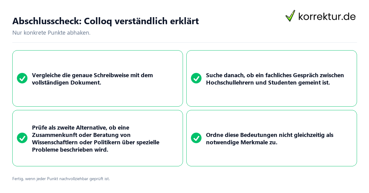 Konkreter Abschlusscheck zu Colloq verständlich erklärt