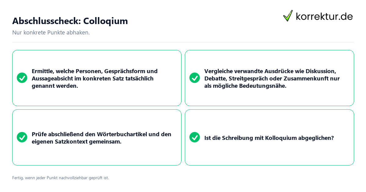 Konkreter Abschlusscheck zu Colloqium