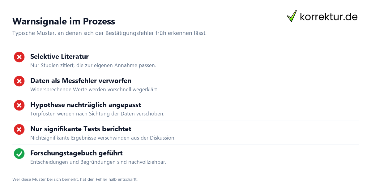 Warnsignale für Confirmation Bias in wissenschaftlichen Arbeiten erkennen