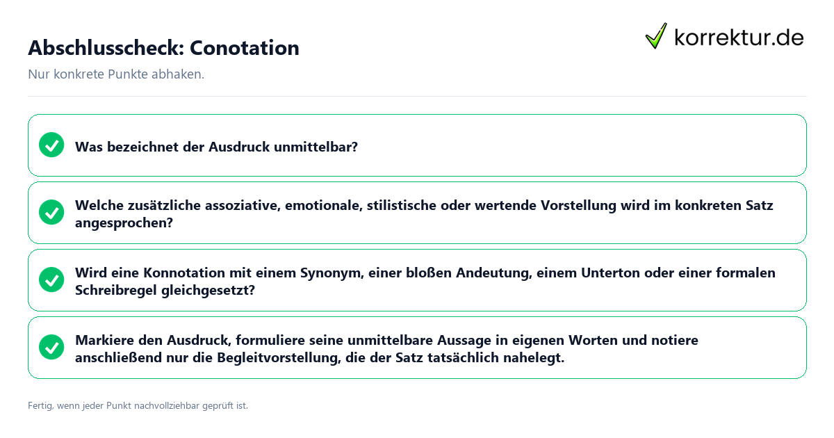 Konkreter Abschlusscheck zu Conotation