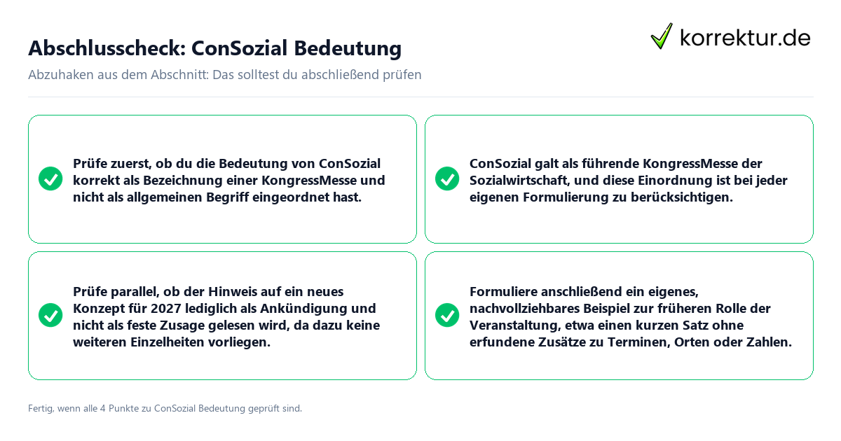 Konkreter Abschlusscheck zu ConSozial Bedeutung