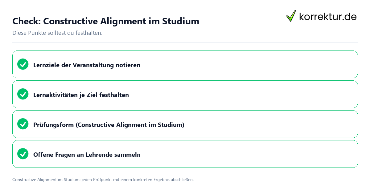 Check: Constructive Alignment im Studium Constructive Alignment im Studium mit einer themenspezifischen Checkliste