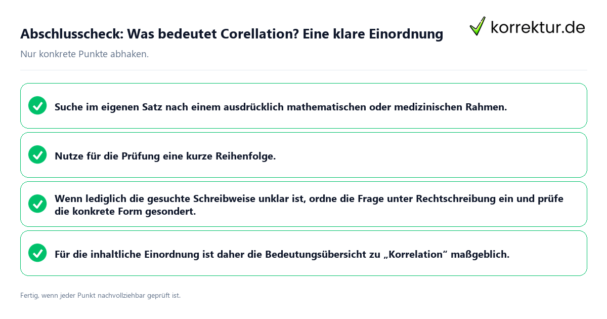 Konkreter Abschlusscheck zu Was bedeutet Corellation? Eine klare Einordnung