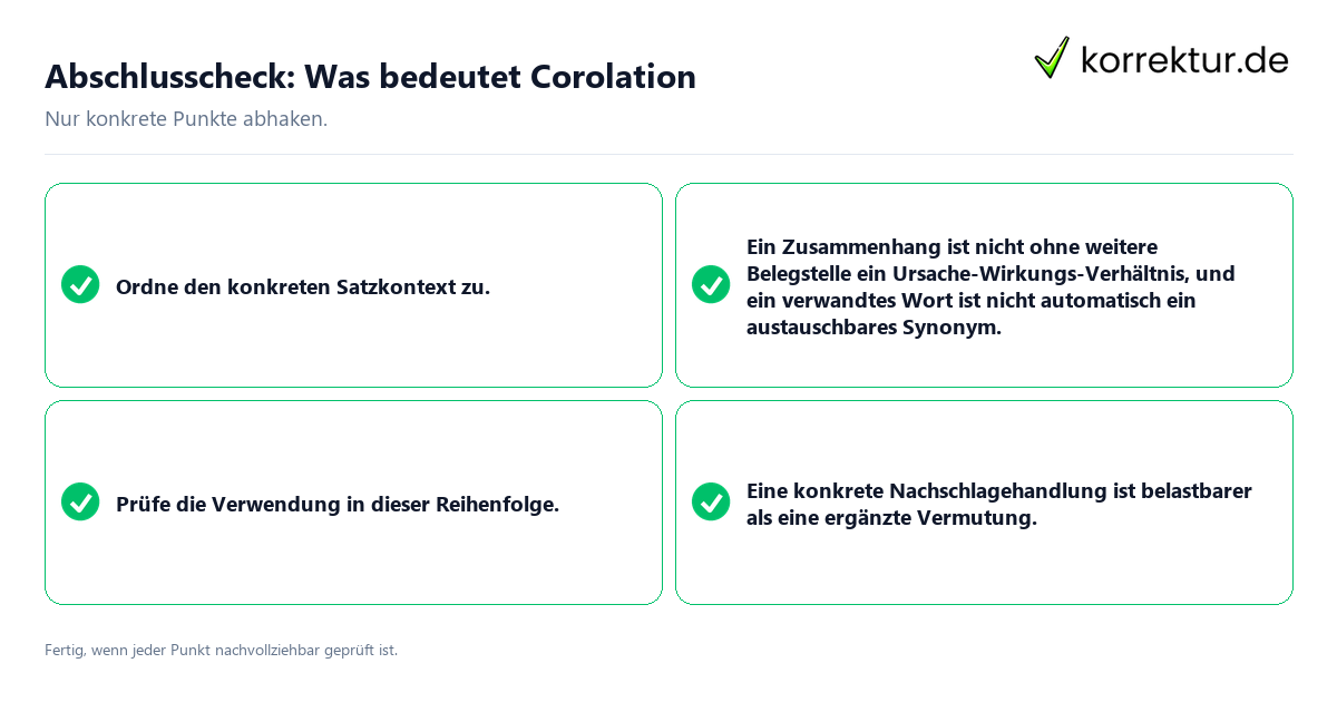 Konkreter Abschlusscheck zu Was bedeutet Corolation