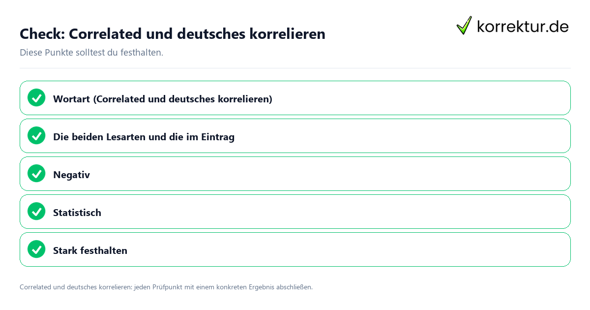 Check: Correlated und deutsches korrelieren Correlated und deutsches korrelieren mit einer themenspezifischen Checkliste