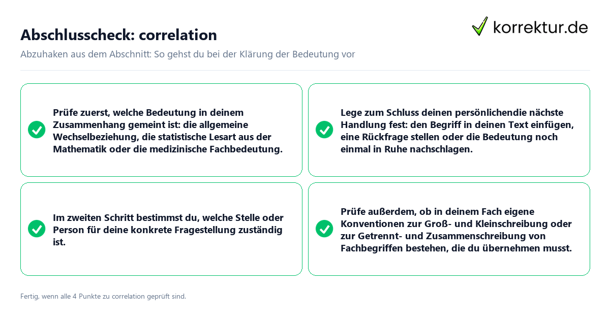Konkreter Abschlusscheck zu correlation
