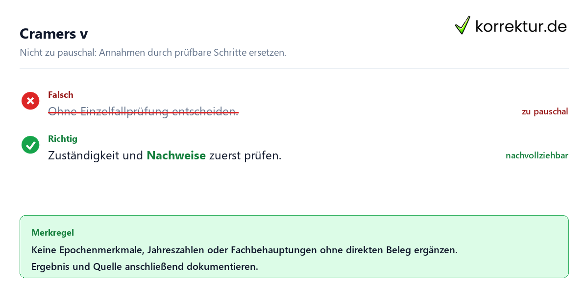 Ungeeignete und belastbare Vorgehensweise bei Cramers v