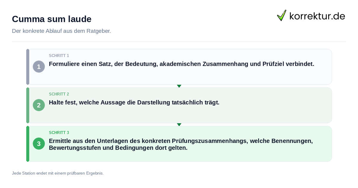 Konkrete Schritte zu Cumma sum laude