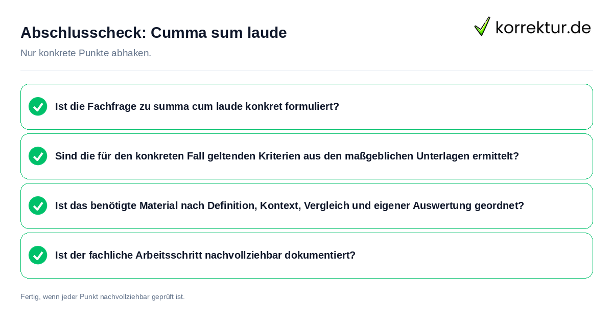 Konkreter Abschlusscheck zu Cumma sum laude