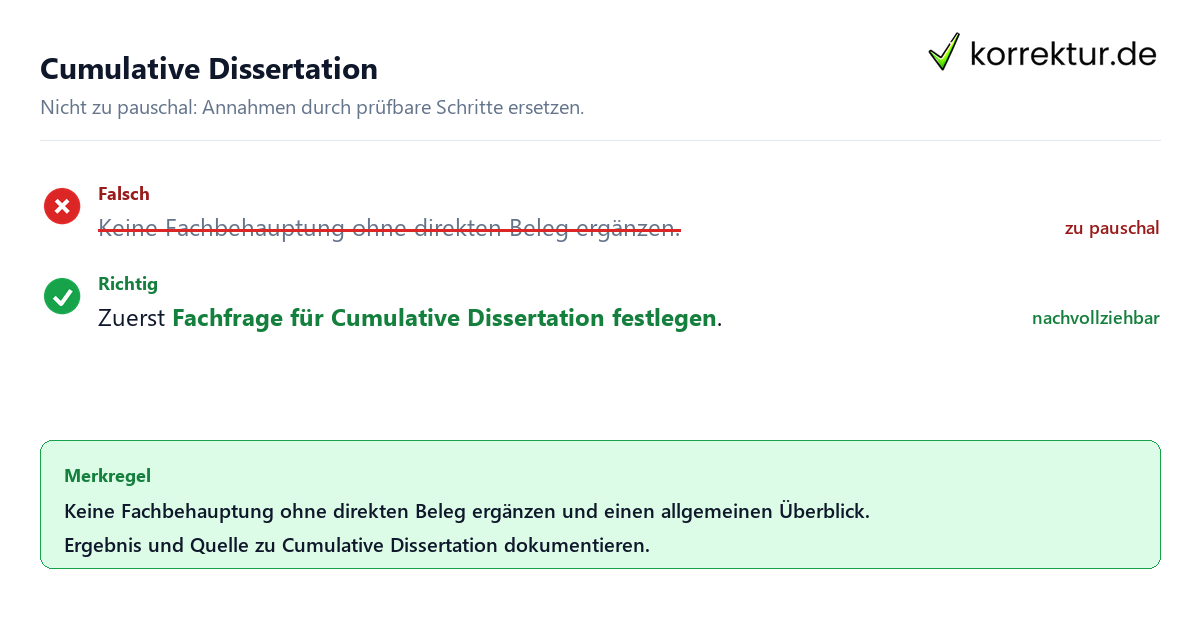 Ungeeignete und belastbare Vorgehensweise bei Cumulative Dissertation