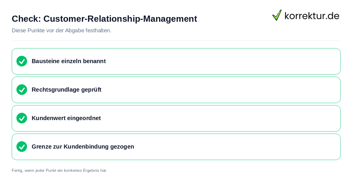Customer-Relationship-Management: Prüfliste mit vier Punkten