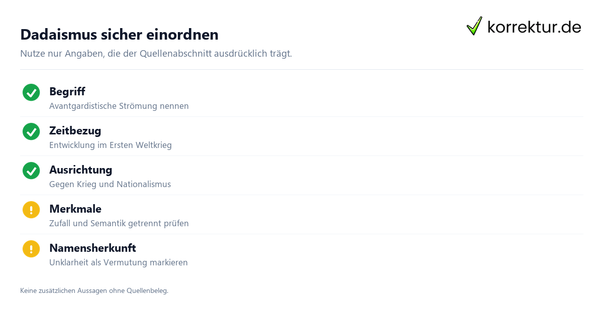 Dadaismus sicher einordnen Dadaismus klar erklären und anwenden: Belegte Bausteine prüfen