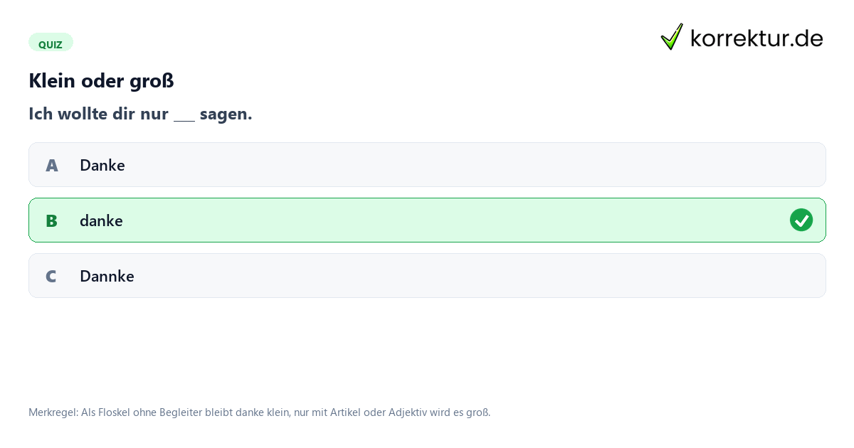 danke groß oder klein danke groß oder klein
