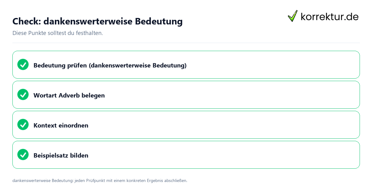 Dankenswerterweise Bedeutung mit einer themenspezifischen Checkliste