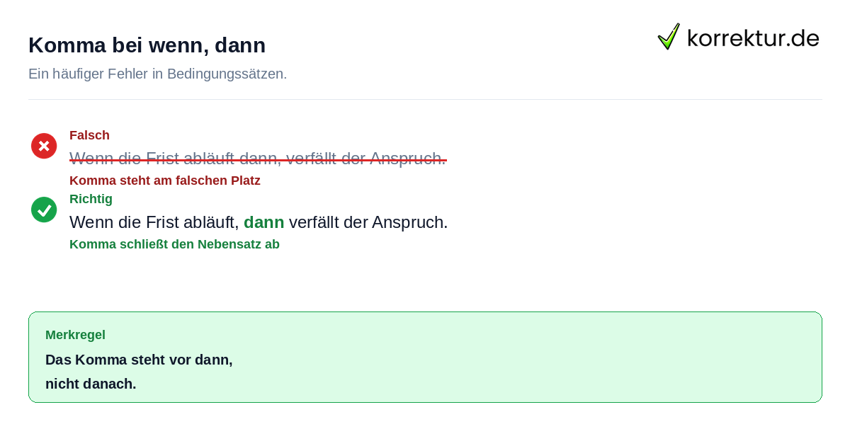 Kommaregel bei der Wenn-dann-Bedingung richtig setzen