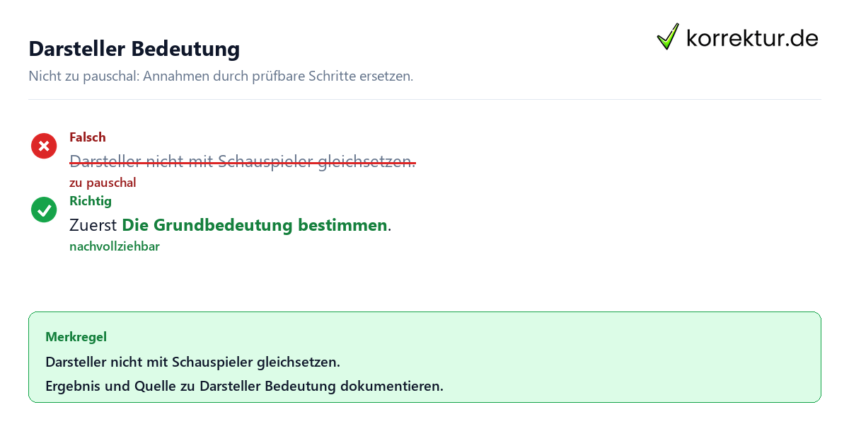 Ungeeignete und belastbare Vorgehensweise bei Darsteller Bedeutung