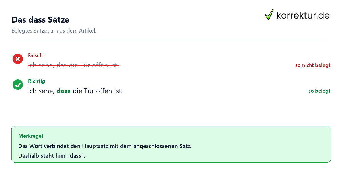 Das dass Sätze Falsches und richtiges Satzbeispiel zu Das dass Sätze