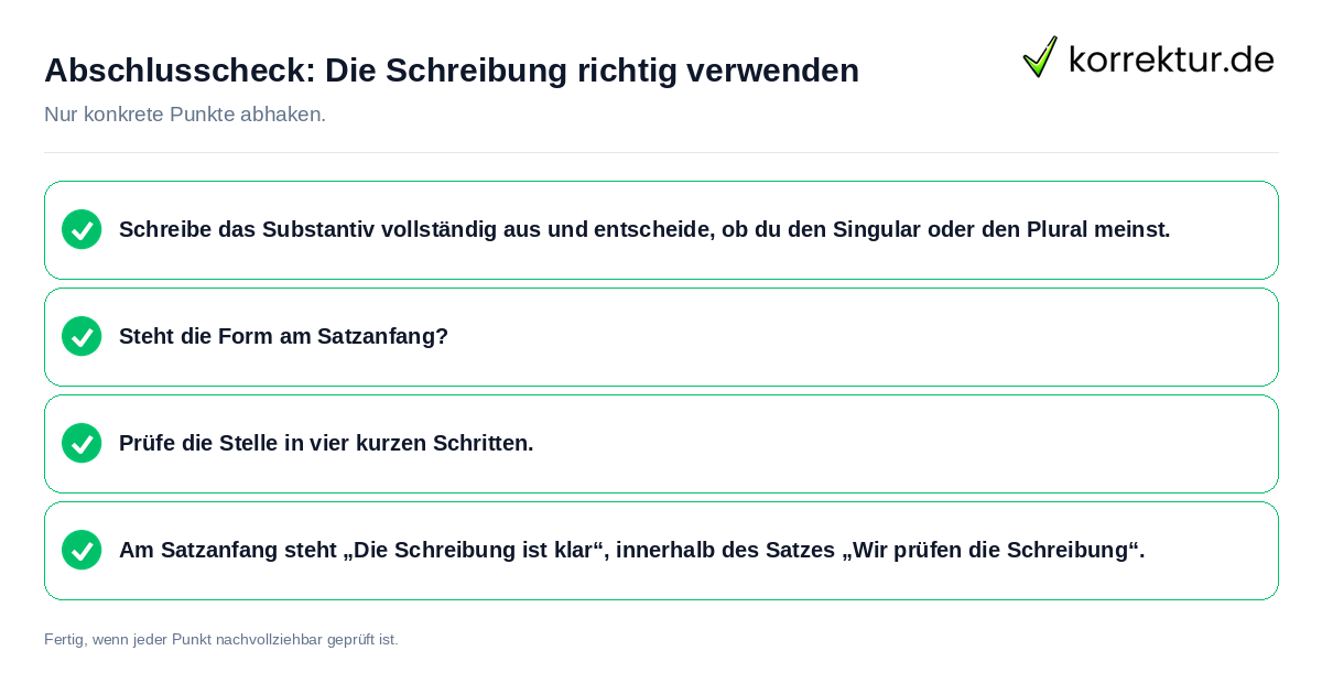 Abschlusscheck: Die Schreibung richtig verwenden Konkreter Abschlusscheck zu Die Schreibung richtig verwenden