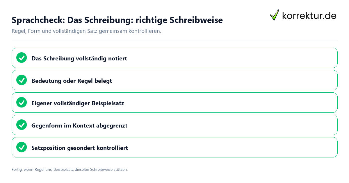 Sprachcheck: Das Schreibung: richtige Schreibweise Konkreter Sprachcheck zu Das Schreibung: richtige Schreibweise mit Regel und vollständigem Beispielsatz