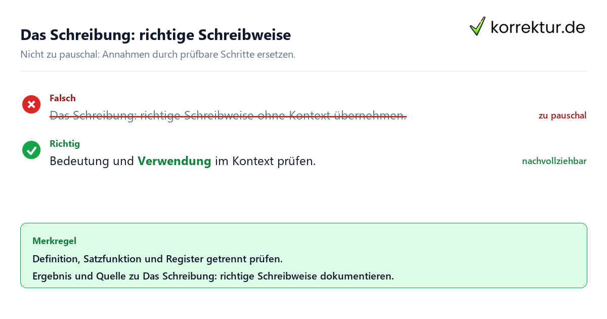 Das Schreibung: richtige Schreibweise Ungeeignete und belastbare Vorgehensweise bei Das Schreibung: richtige Schreibweise