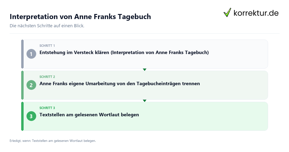 Interpretation von Anne Franks Tagebuch Interpretation von Anne Franks Tagebuch mit einem Ablauf aus Prüfung, Kontakt und Dokumentation