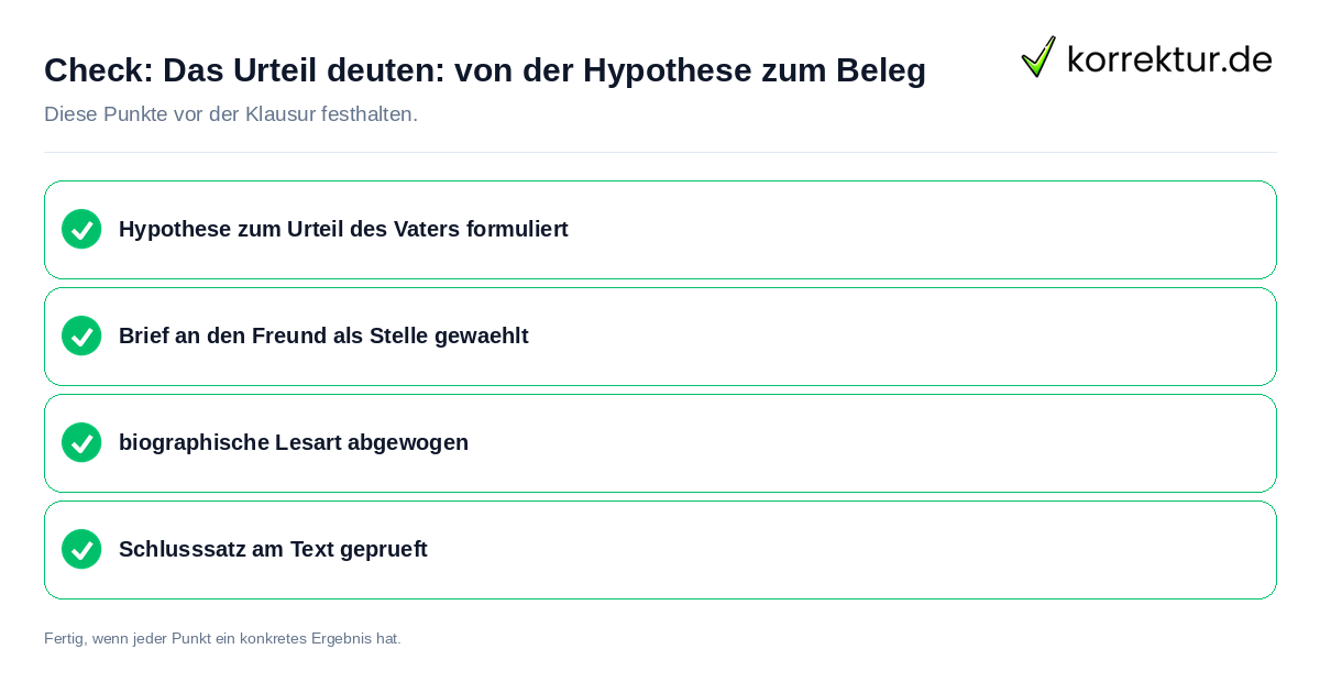 Check: Das Urteil deuten: von der Hypothese zum Beleg Das Urteil deuten: von der Hypothese zum Beleg: Prüfliste mit vier Punkten