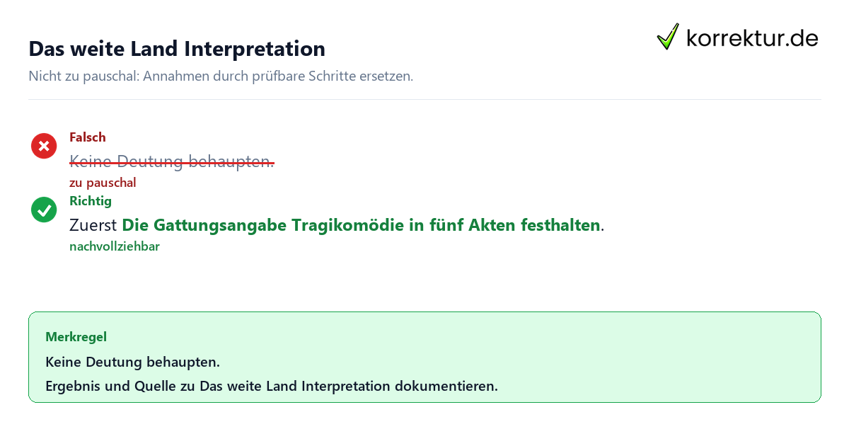 Ungeeignete und belastbare Vorgehensweise bei Das weite Land Interpretation