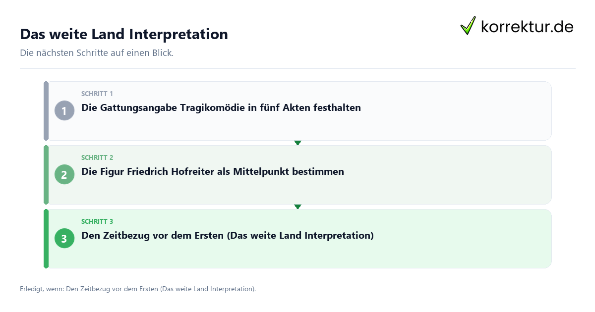 Das weite Land Interpretation mit einem Ablauf aus Prüfung, Kontakt und Dokumentation