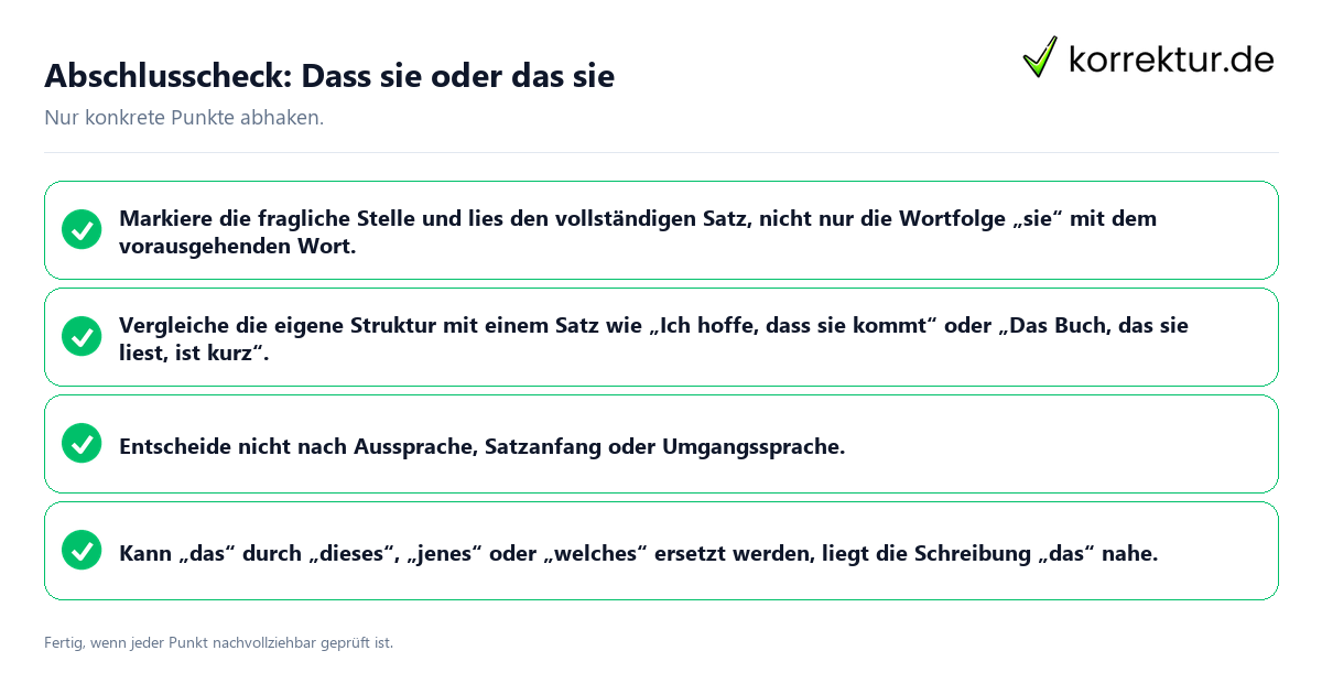 Abschlusscheck: Dass sie oder das sie Konkreter Abschlusscheck zu Dass sie oder das sie