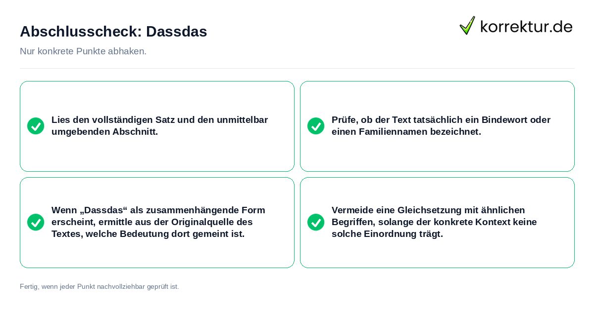 Abschlusscheck: Dassdas Konkreter Abschlusscheck zu Dassdas