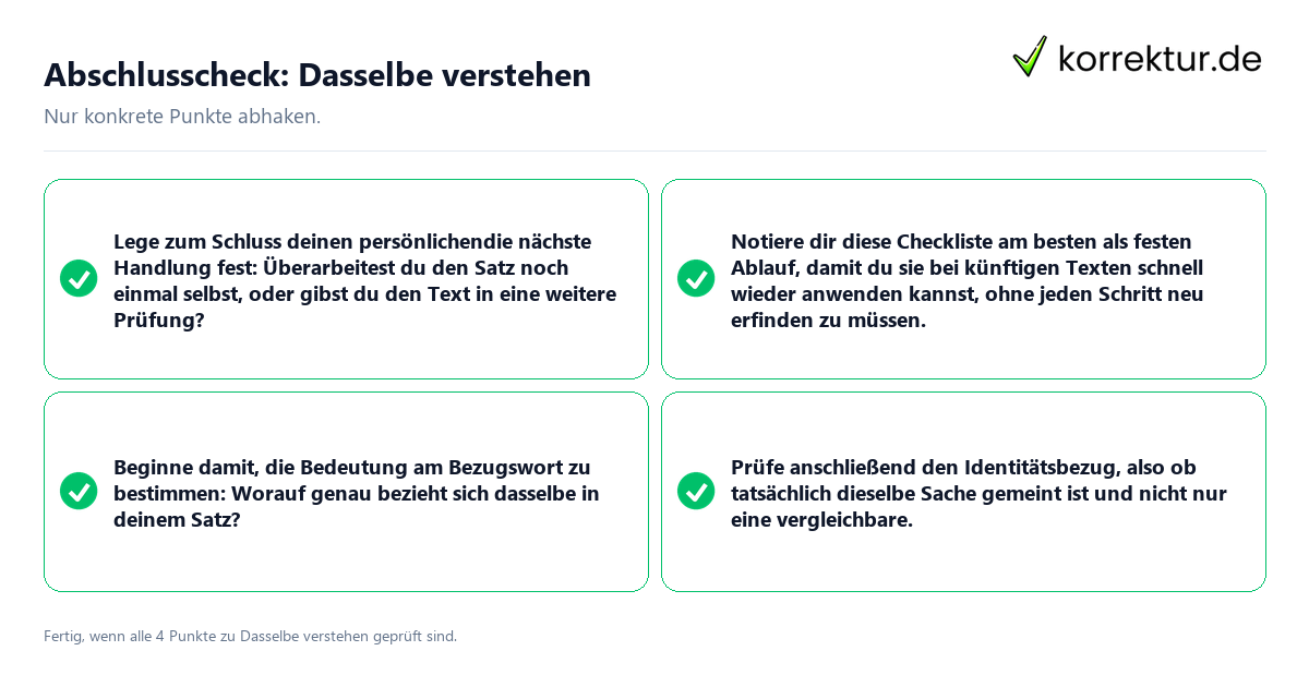 Konkreter Abschlusscheck zu Dasselbe verstehen