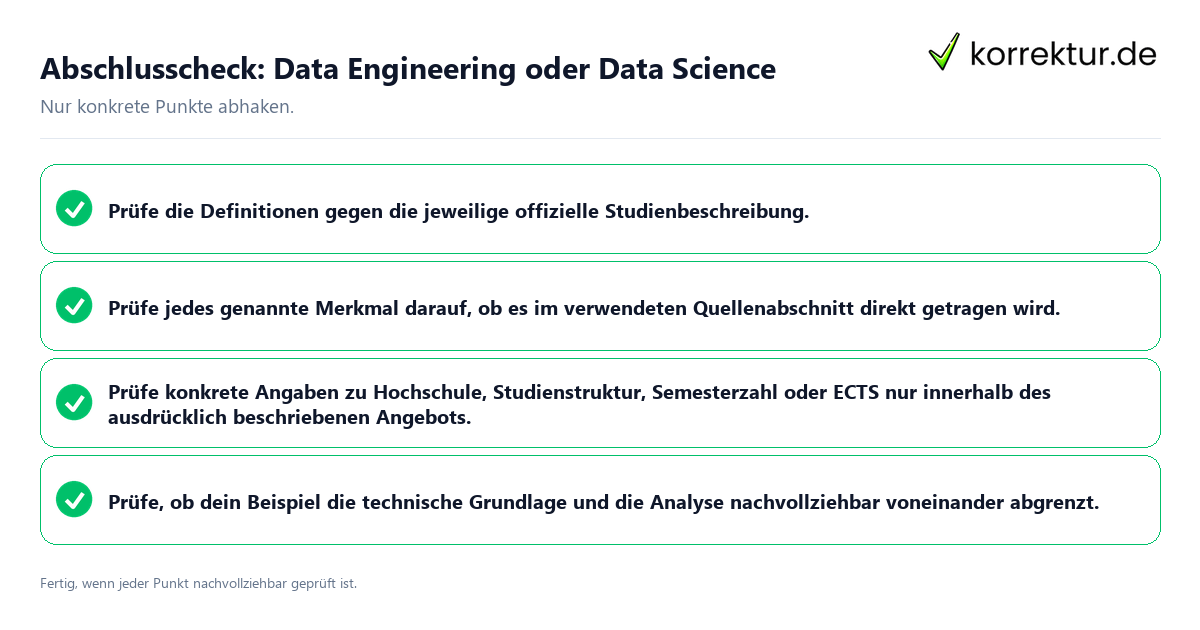 Abschlusscheck: Data Engineering oder Data Science Konkreter Abschlusscheck zu Data Engineering oder Data Science