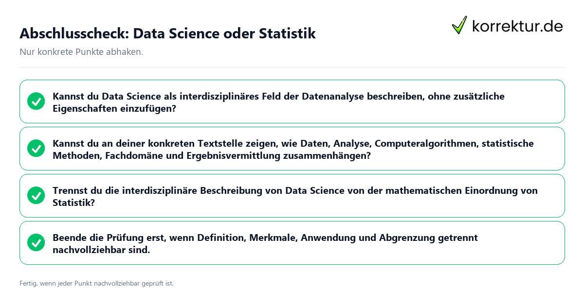 Abschlusscheck: Data Science oder Statistik Konkreter Abschlusscheck zu Data Science oder Statistik