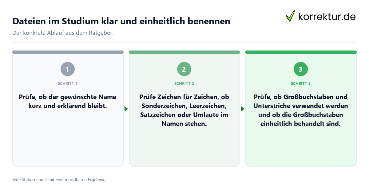 Konkrete Schritte zu Dateien im Studium klar und einheitlich benennen