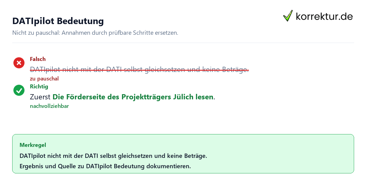 Ungeeignete und belastbare Vorgehensweise bei DATIpilot Bedeutung