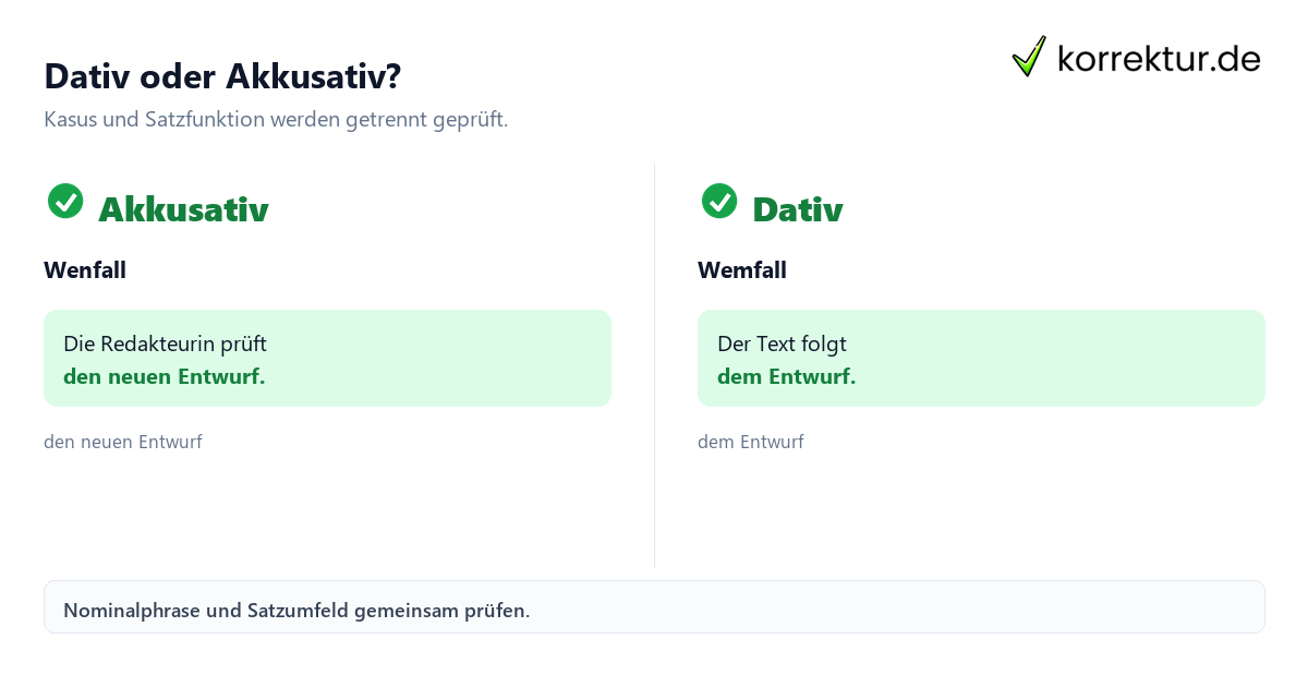 Dativ oder Akkusativ? Dativ und Akkusativ im Satz sicher unterscheiden mit Beispielen