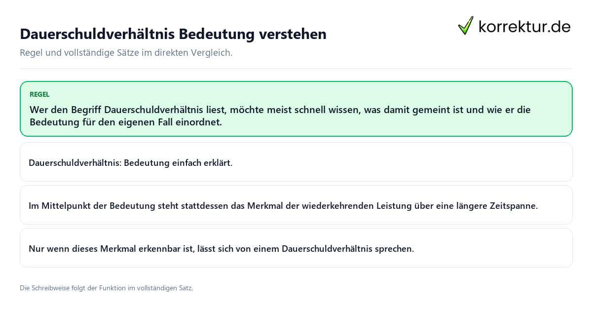 Dauerschuldverhältnis Bedeutung verstehen Konkrete Regel und vollständige Beispielsätze zu Dauerschuldverhältnis Bedeutung verstehen
