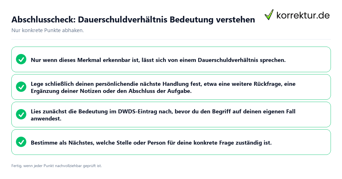 Abschlusscheck: Dauerschuldverhältnis Bedeutung verstehen Konkreter Abschlusscheck zu Dauerschuldverhältnis Bedeutung verstehen