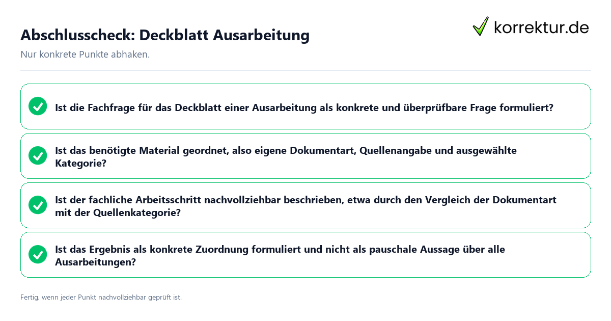 Konkreter Abschlusscheck zu Deckblatt Ausarbeitung
