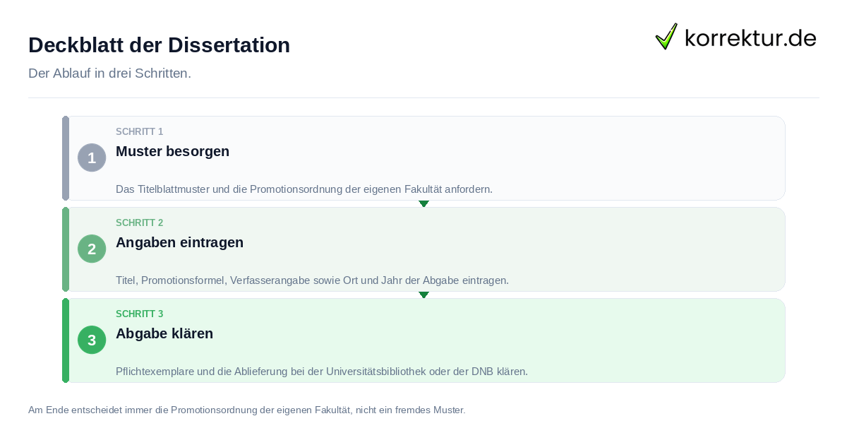 Deckblatt der Dissertation Deckblatt der Dissertation: der Ablauf in drei Schritten