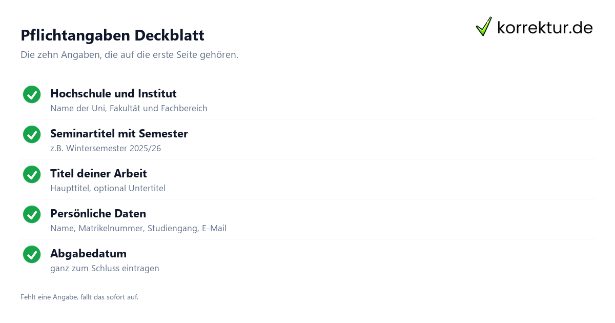 Deckblatt Seminararbeit