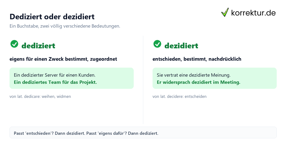 Dediziert Bedeutung