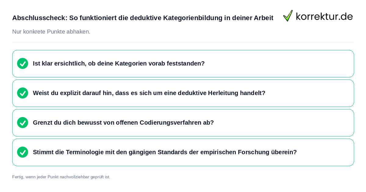 Konkreter Abschlusscheck zu So funktioniert die deduktive Kategorienbildung in deiner Arbeit