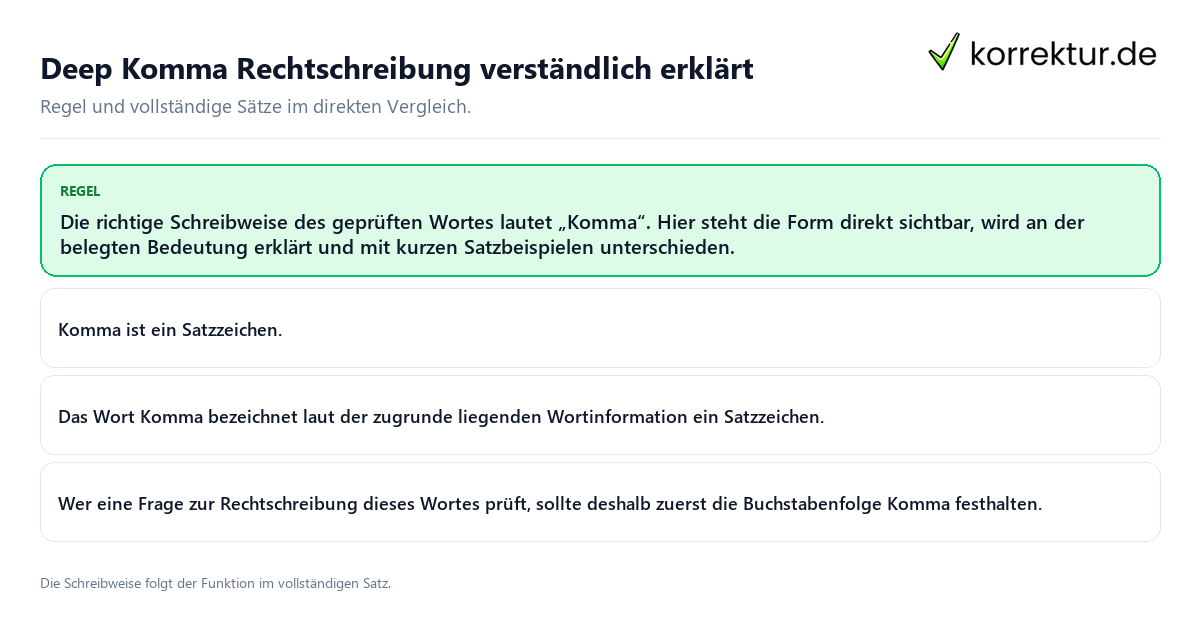 Konkrete Regel und vollständige Beispielsätze zu Deep Komma Rechtschreibung verständlich erklärt
