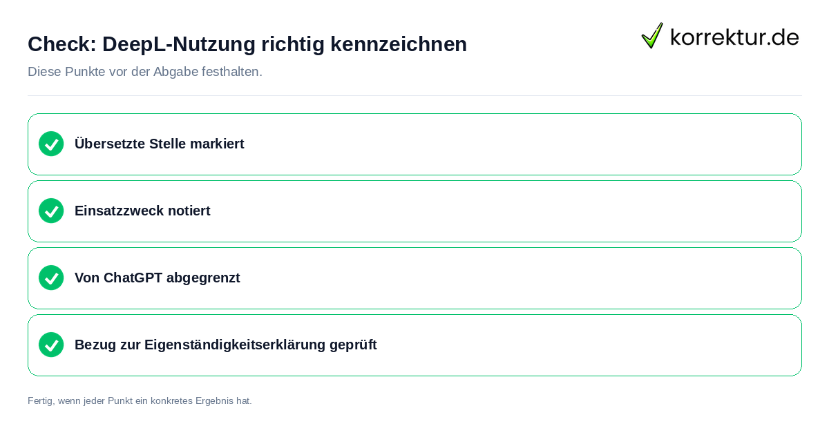 DeepL-Nutzung richtig kennzeichnen: Prüfliste mit vier Punkten